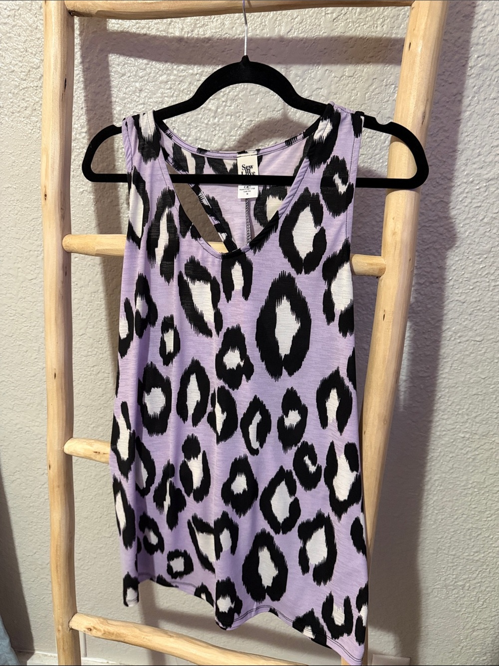 Sew In Love Lavender Leopard-Print V-Neck Tank
